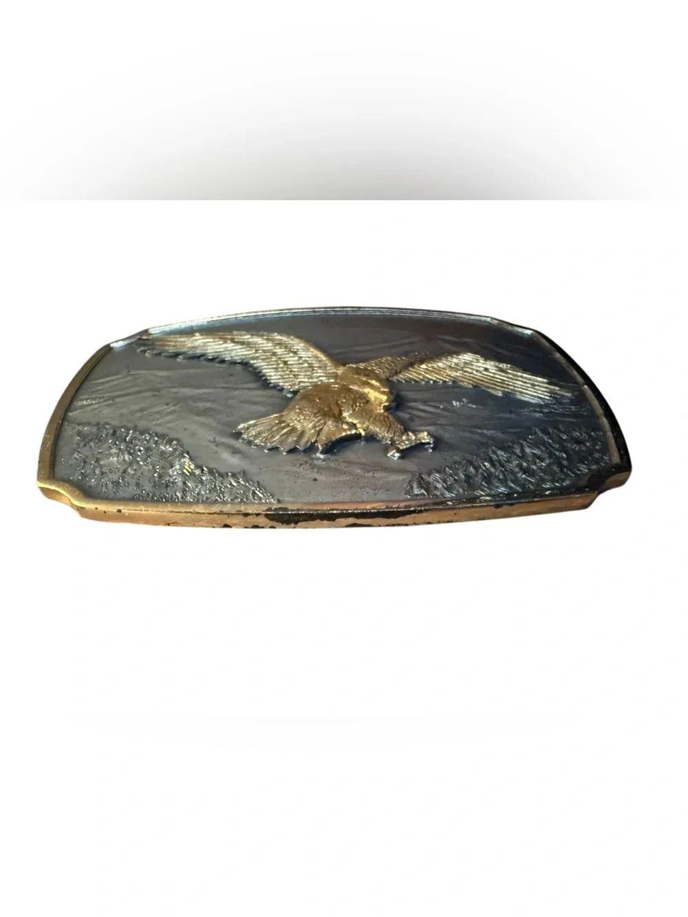 VTG 1981 The Historic Providence Mint Bald Eagle Sterling Silver Belt Buckle USA